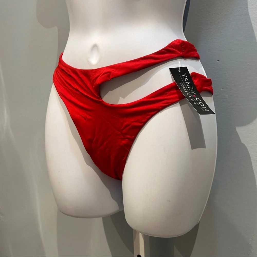 Yandy Red Bikini Bottom Cutout Size Small NWT